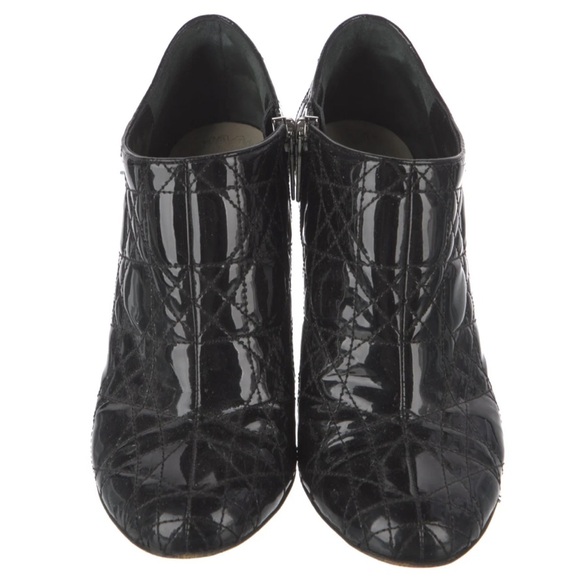 Dior Shoes - Dior Glossy Black Quilted Ankle Boots